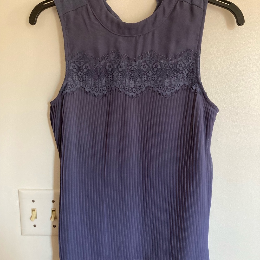 Purple Sleeveless Top with Lace Detail